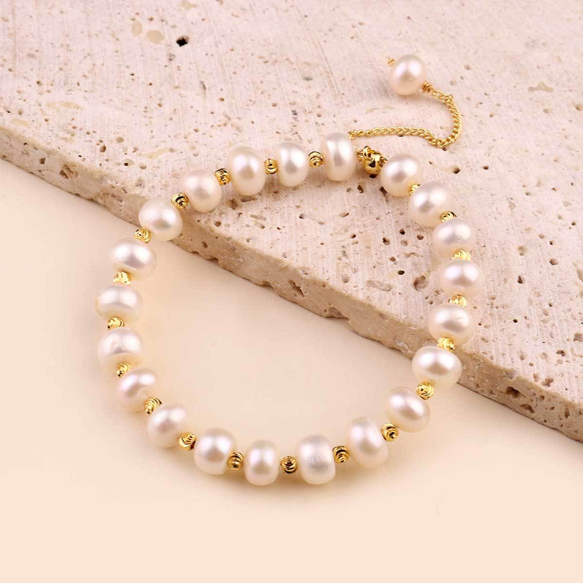 Freshwater pearl Flower natural stone jewelry bracelet.