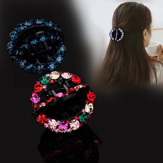 Rhinestone ponytail clip half tie hairpin