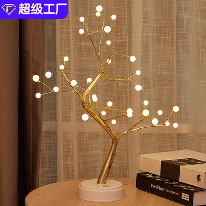 LED tree light pearl table lamp copper wire night light