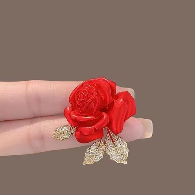 Red Rose Temperament Brooch