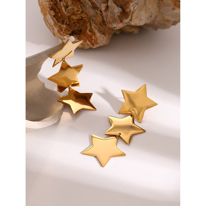 Three-layer five-pointed star earrings