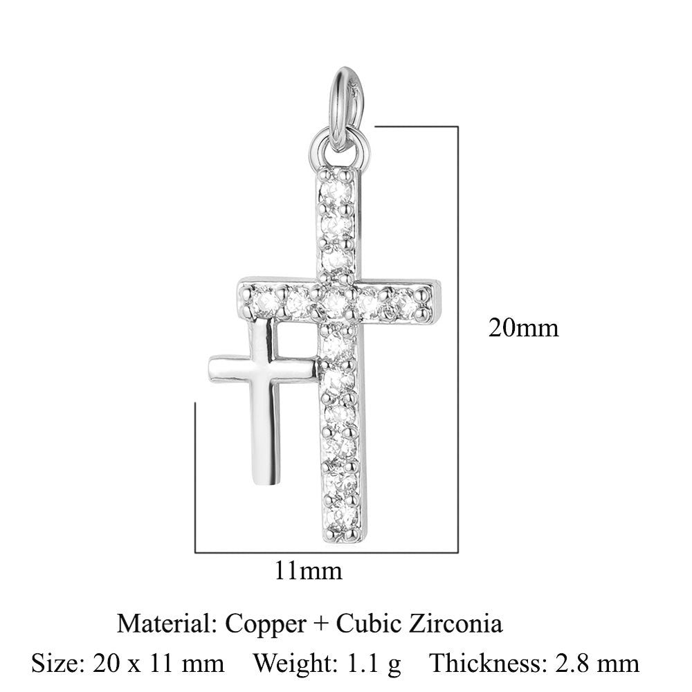 Cross Star Moon Copper Zircon Pendant