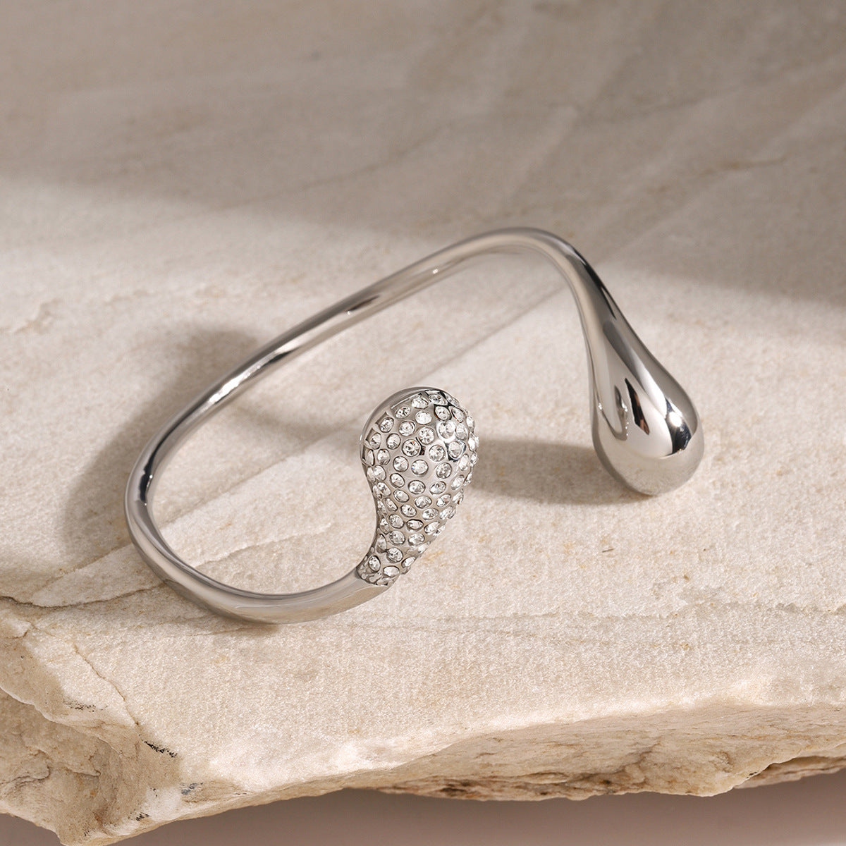 Drop-Shaped Diamond Cuff Bracelet