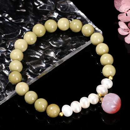 Natural Avocado Alxa Pearl Bracelet