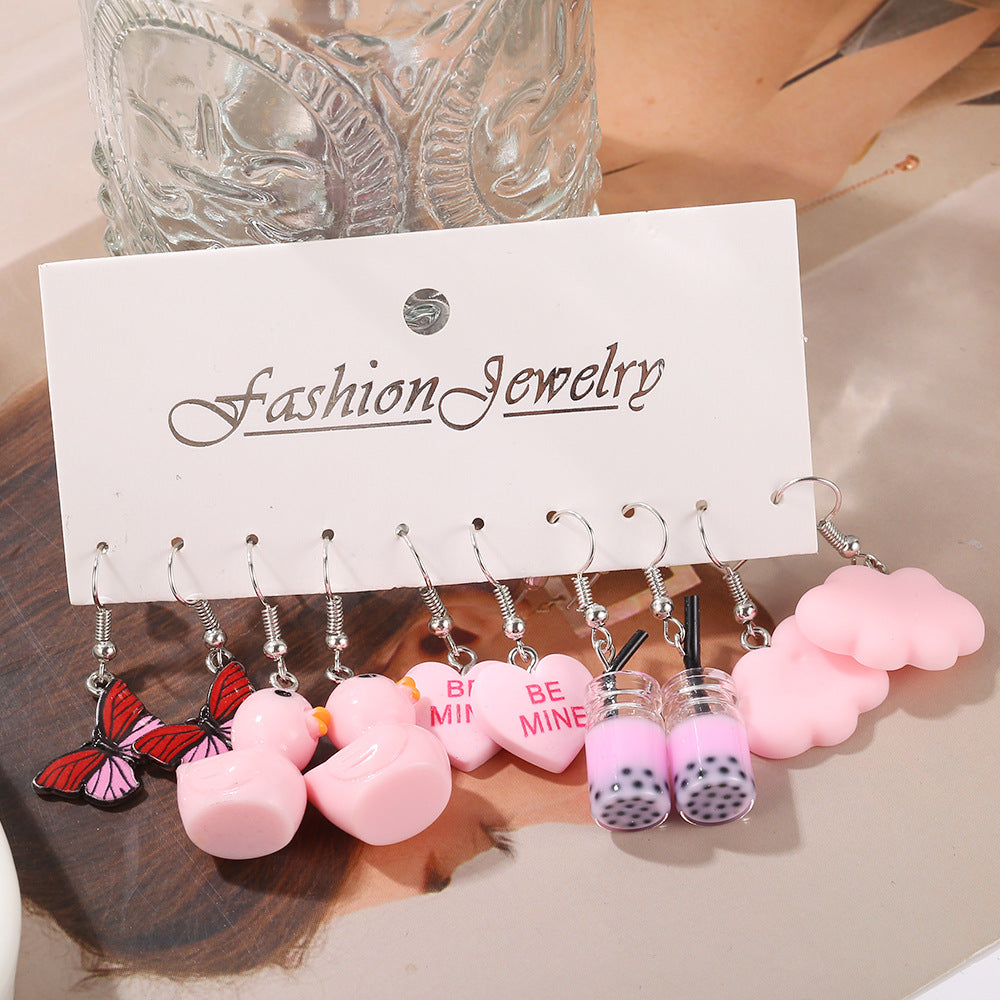 Acrylic cloud heart earrings set 5 pairs