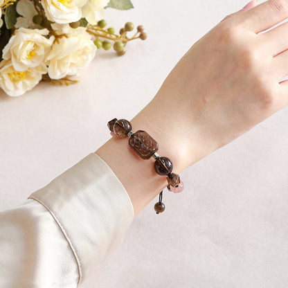 7A Natural Tea Crystal Braided Bracelet Ice Obsidian