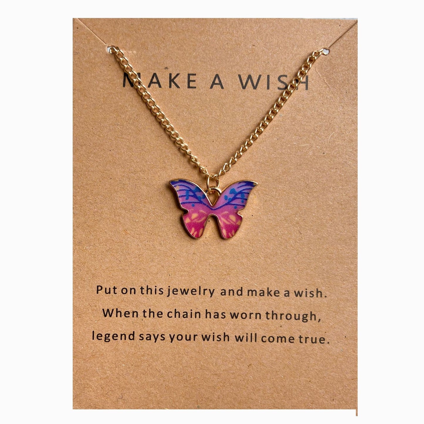 Letter Paper Card Butterfly Cat Alloy Necklace