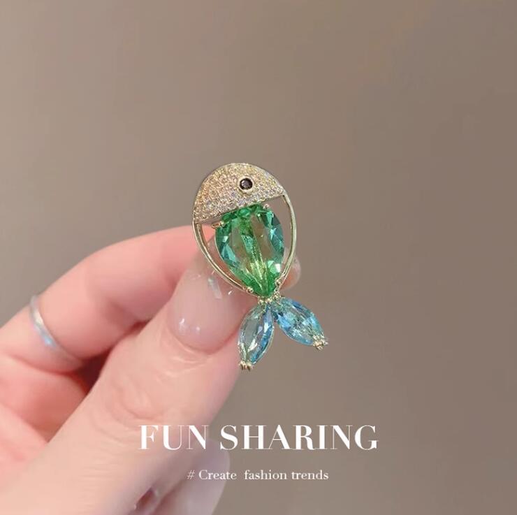 Diamond Fish Brooch Female