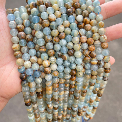 Natural blue calcite beads