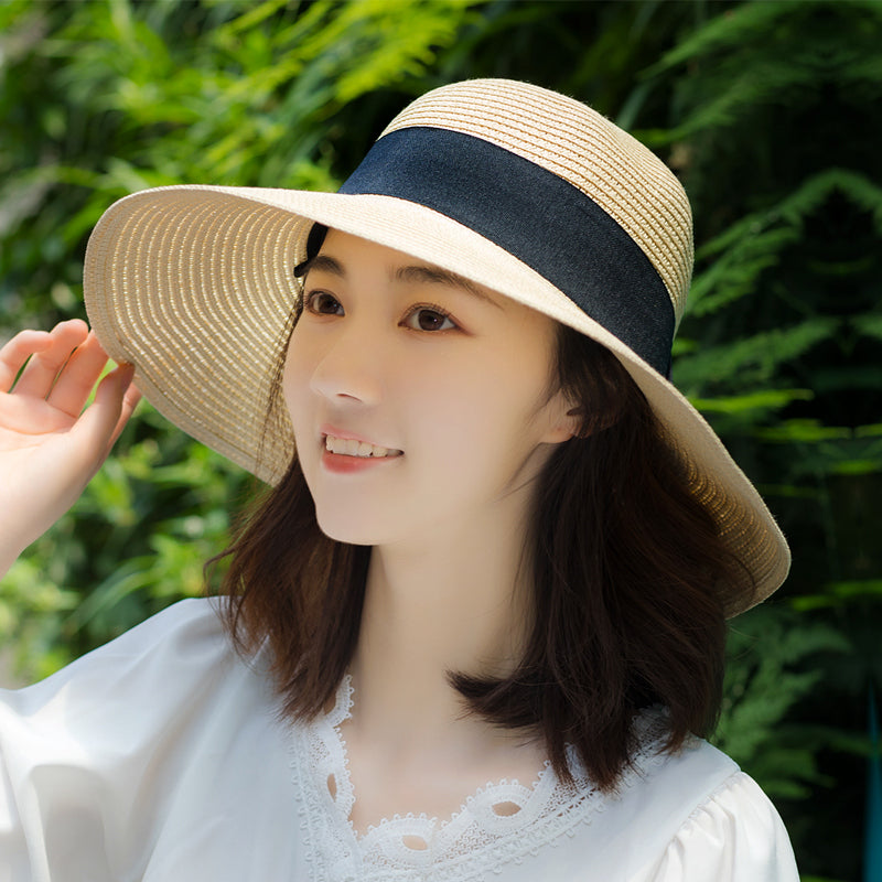 Women's Summer Hat Korean Versatile Sun Protection Foldable Straw Beach