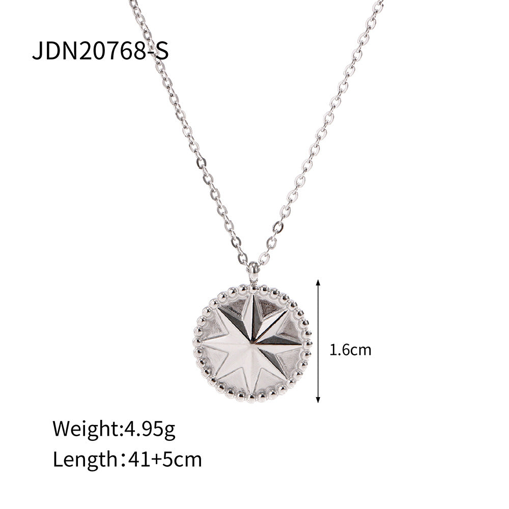 Eight-pointed star coin pendant necklace