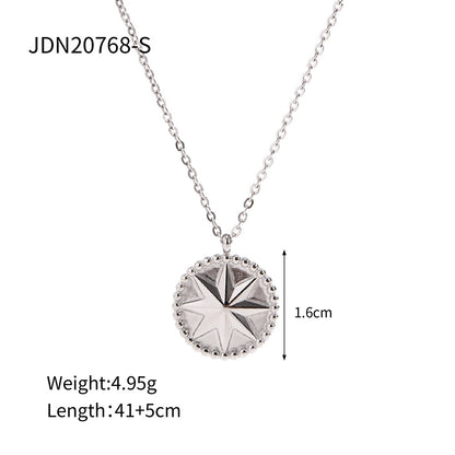 Eight-pointed star coin pendant necklace