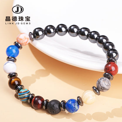 Natural black gallstone planetary bracelet