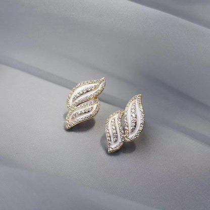 Diamond Leaf Earrings French