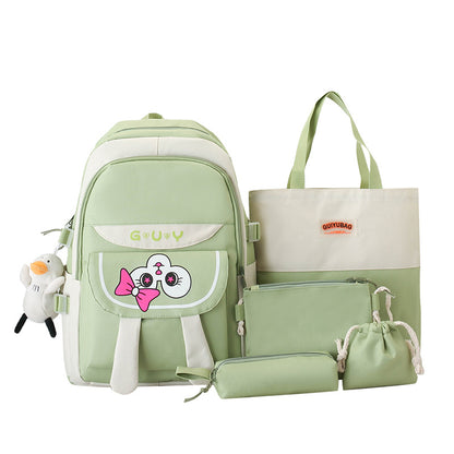 Five-piece backpack cute rabbit student book