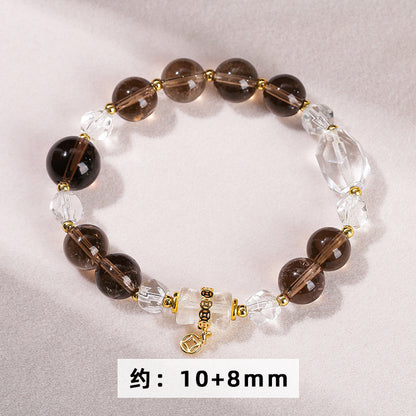 7A Natural Tea Crystal White Crystal Bamboo Bracelet