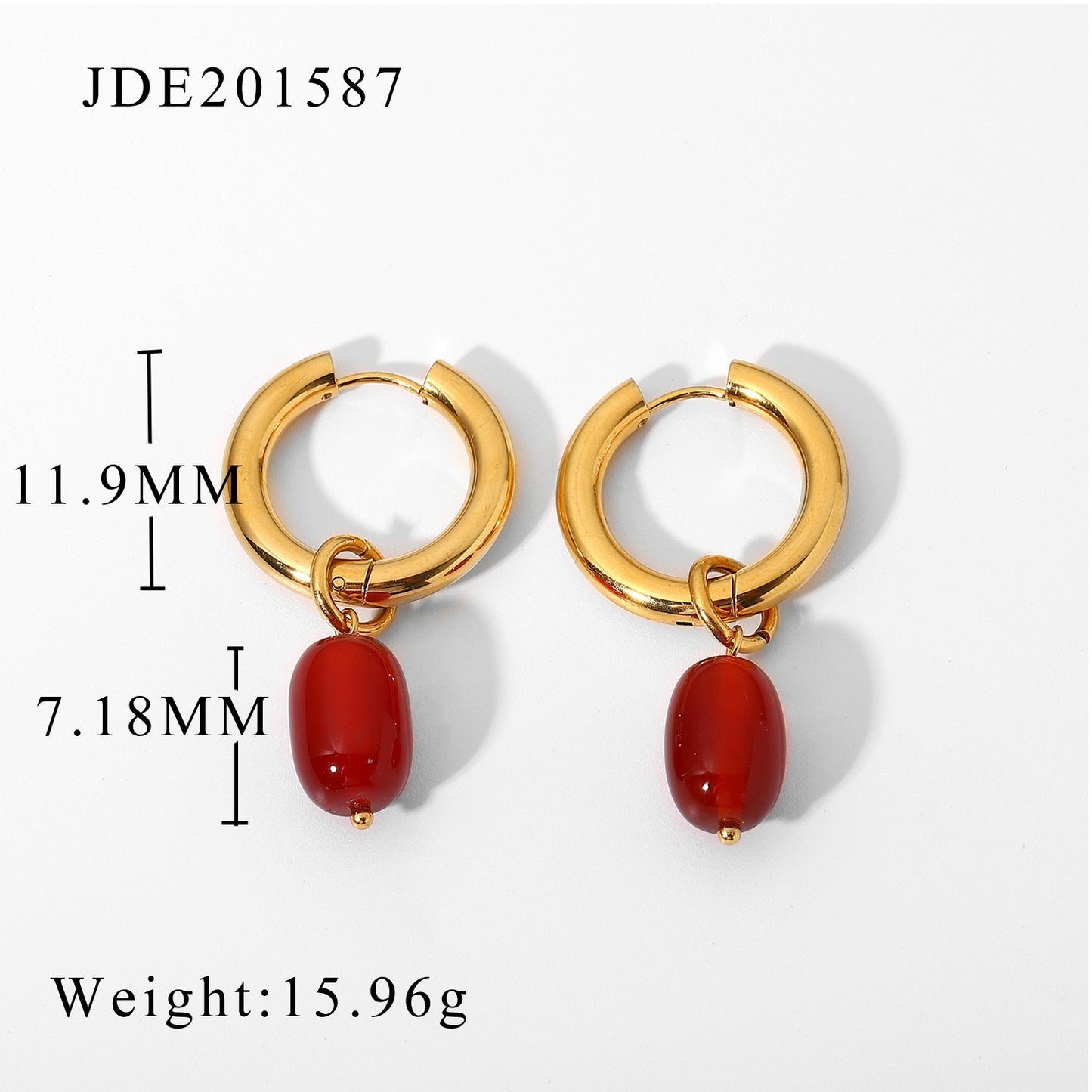 Pendientes colgantes de piedra roja 