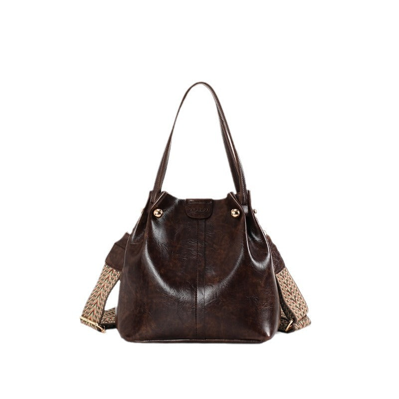 Bucket bag pleated shoulder bag