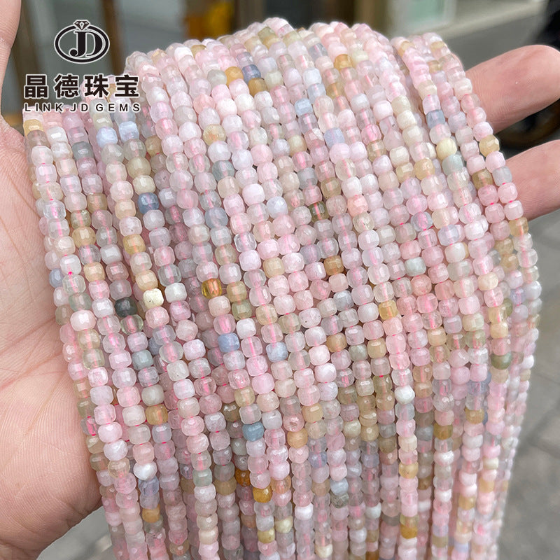 4-5Mm natural morganite faceted square loose beads