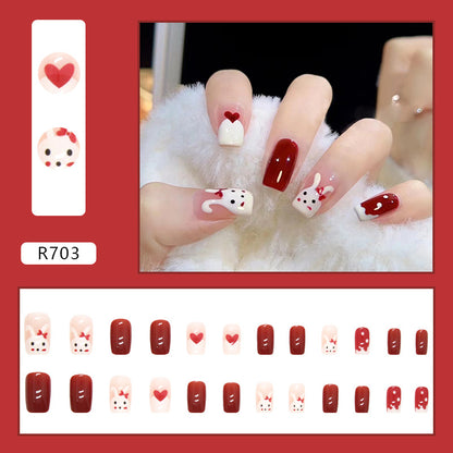 Red Bunny New Year Nails