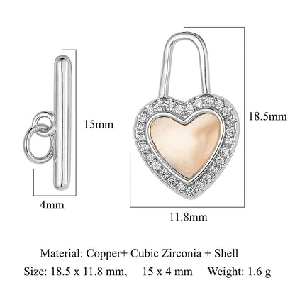 Mother shell love lock copper connecting buckle ending buckle