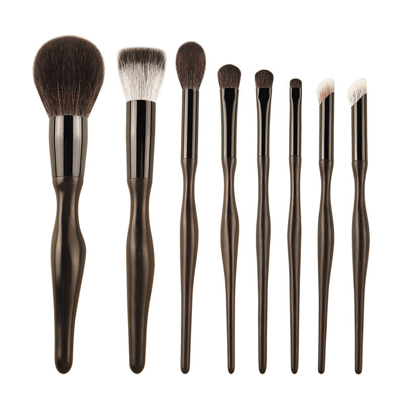 Purple Sandalwood and Brocade Wood 8-Piece Makeup Brush Set