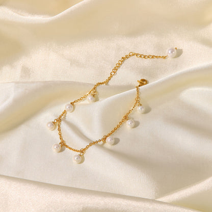 Shell Pearl Tassel Pendant Anklet