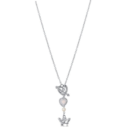 OT Clasp Hollow Heart Pendant Necklace