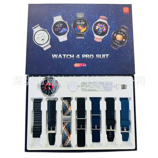 7 in 1 Round Screen Sports Watch Set Wireless Charging Watch 4 Pro Suit