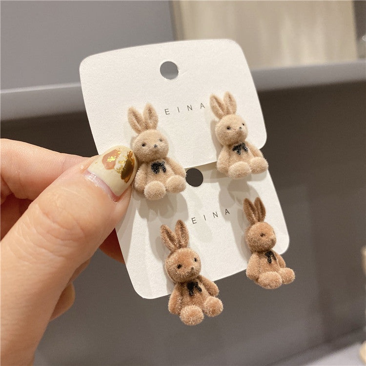 Plush bunny stud earrings