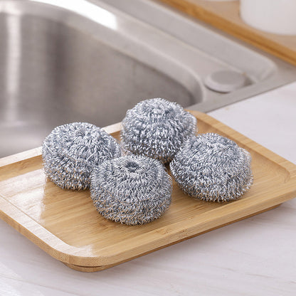 Steel Wool Scrubber with Handle, Non-Shedding, Pot and Dish Cleaning Ball