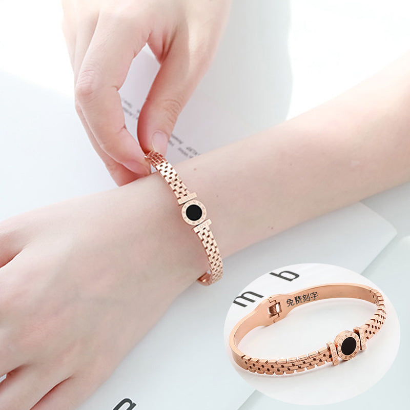 Rose Gold Roman Numeral Bracelet