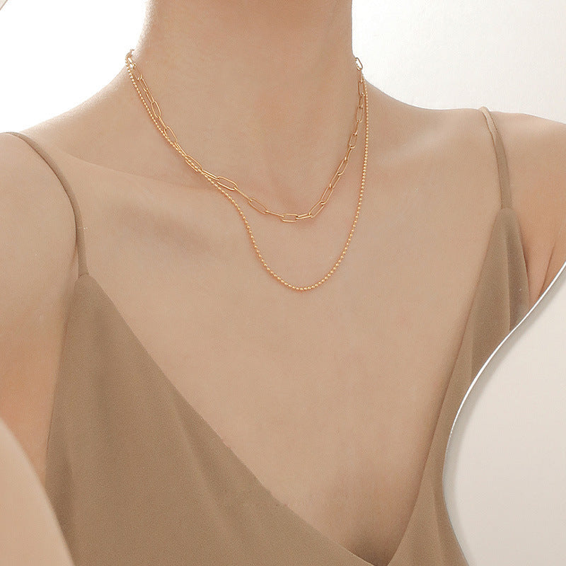 Metal double chain necklace