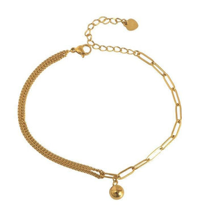 Splicing chain Gold ball titanium steel anklet