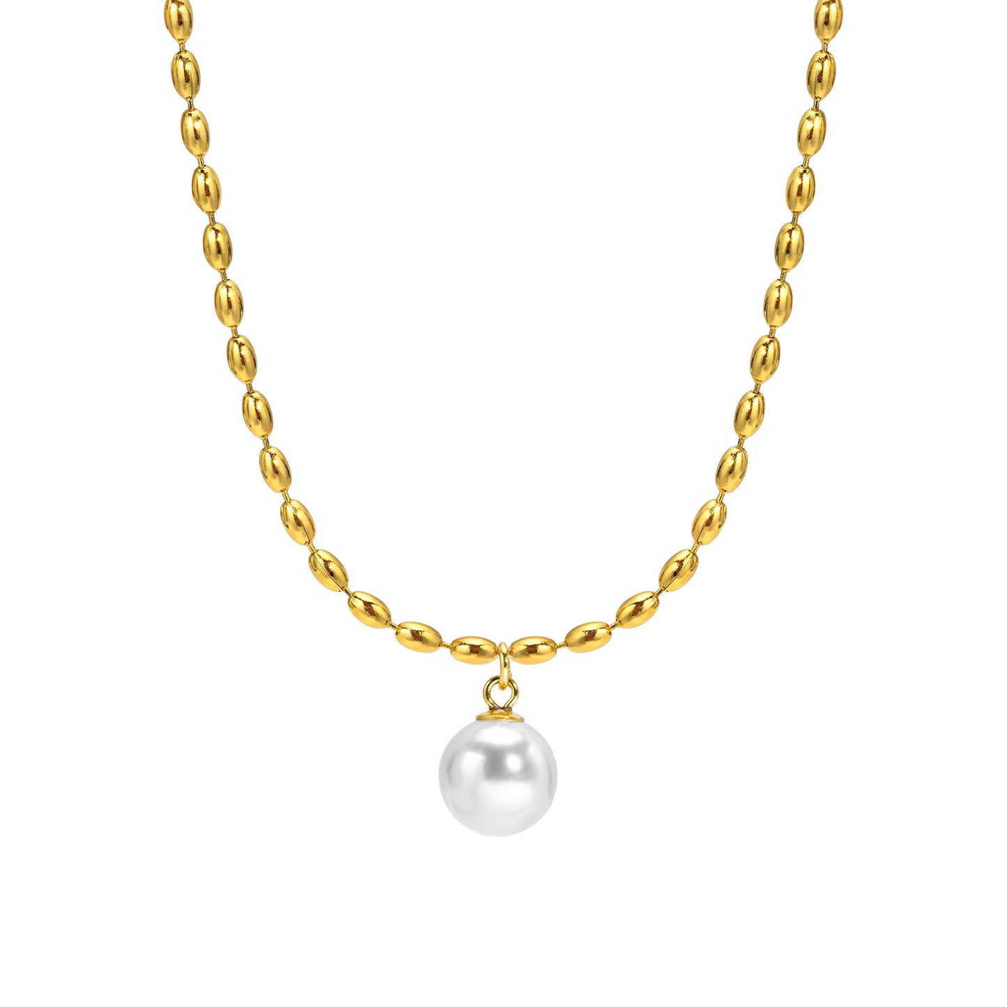 18K Gold Rice Pearl Necklace