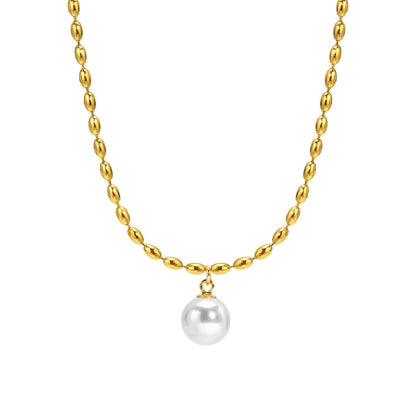 18K Gold Rice Pearl Necklace