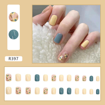 Wearable Blush Short Removable Nail Stickers