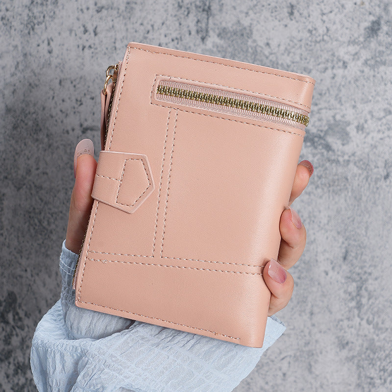 PU leather short zipper wallet