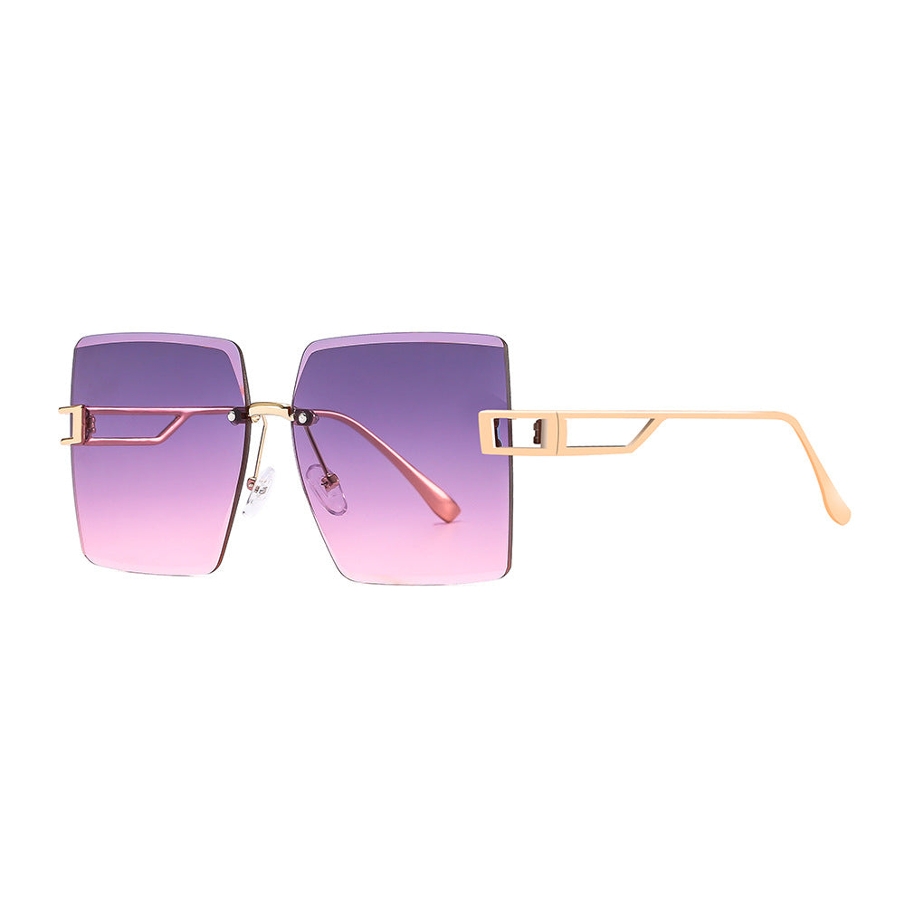 Rimless Edge-cut Oversized UV Protection Sunglasses Unisex Wholesale