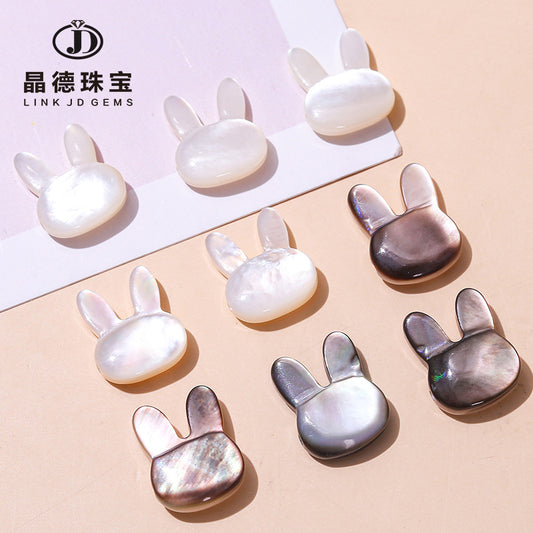 10/12Mm natural white butterfly shell rabbit head accessories