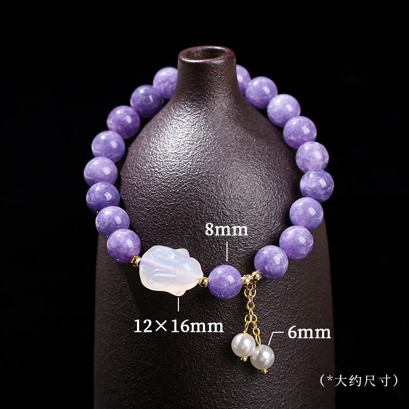 Imitation purple dragon crystal chalcedony round ball bracelet.