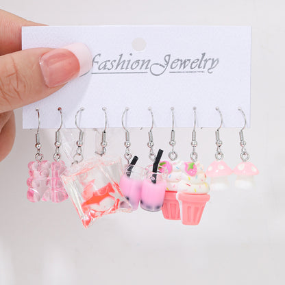 Colorful acrylic earrings set 5 pieces