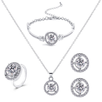 Jewelry three piece wedding ring earring necklace set