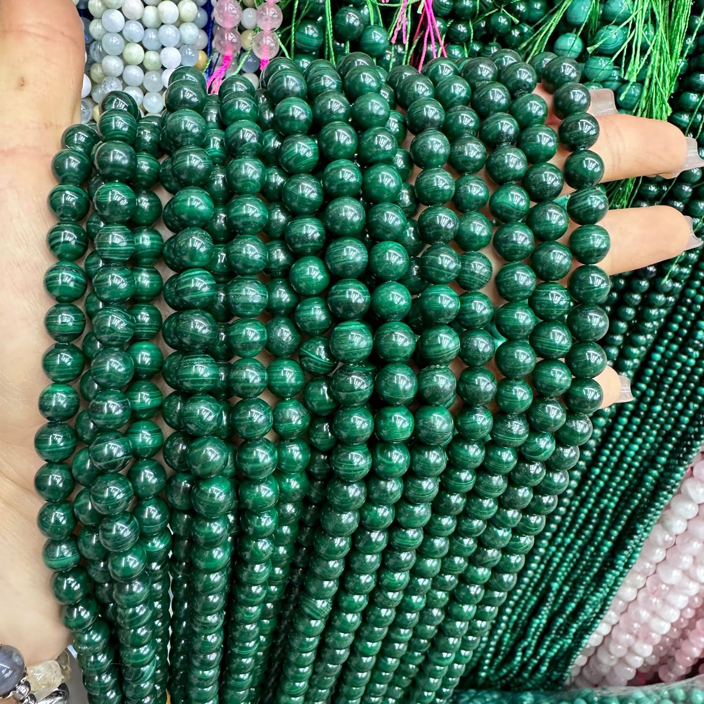 4-12mm natural malachite round beads