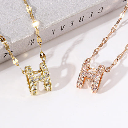 H letter necklace women plated 18k