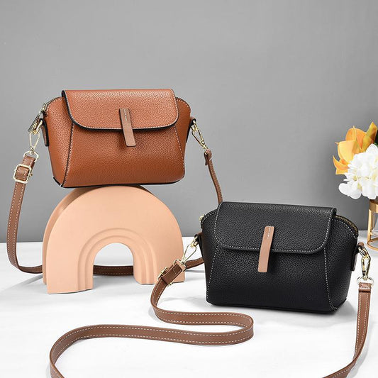 Double-layer solid color buckle shell bag