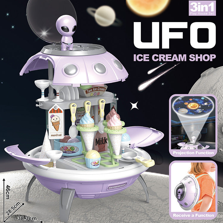 Dress-Up Burger Medical Tools UFO Planet Projection Storage Backpack Pretend Play Toy