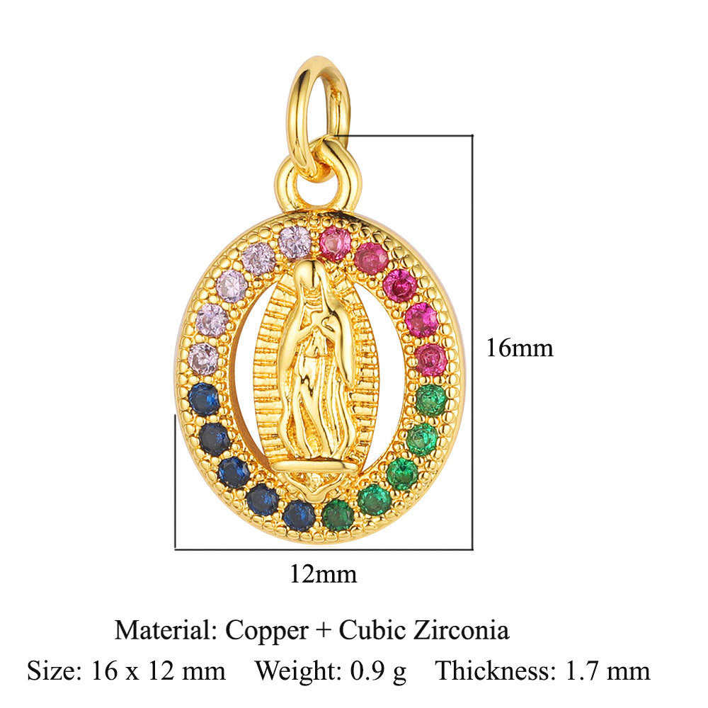 Virgin of the Cross Copper Zircon Pendant