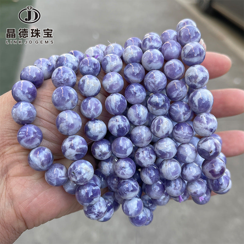 7A Natural Milk Cover Purple Jade Crystal Bracelet