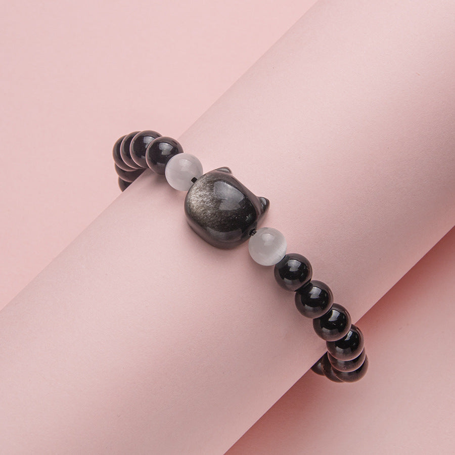 Black and Silver Cat Elastic Bracelet